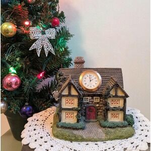 Vintage Cottage House Clock, Miniature English Cottage, Mantel Clock